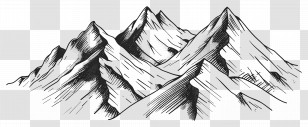 Mountain Outline - Hand-Drawn Mountain Range Illustration Transparent PNG