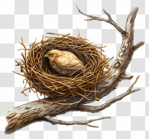 Nest - Bird Nest On A Branch Transparent PNG