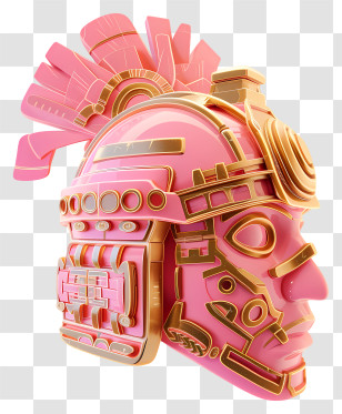 Pink Helmet - Futuristic Pink Helmet With Gold Accents Transparent PNG