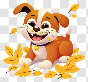 Dog Rolling In Autumn Leaves - Happy Puppy Playing In Leaves Transparent PNG