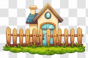 House Fence - Small Cute Doodle House Transparent PNG