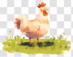Cute Chicken - Farm Chicken On Grass Transparent PNG