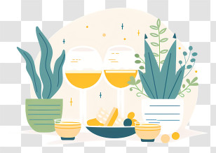 Pesach - Modern Home Decoration With Plants And Glasses Transparent PNG