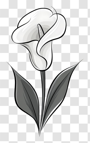 Calla Lily Sketch - Black And White Flower Drawing Transparent PNG
