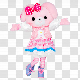 Bonbonribbon - Pink Cartoon Bunny Mascot With Bow Transparent PNG