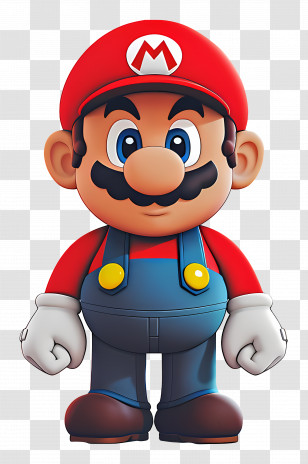 Mario - Cartoon Character In Red And Blue Outfit Transparent PNG