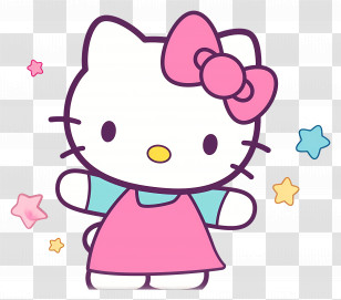 Hello Kitty - Hello Kitty Cartoon Character In Pink Dress Transparent PNG