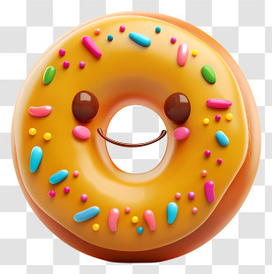 3d Cartoon Dessert - Colorful Cartoon Donut With Sprinkles Transparent PNG