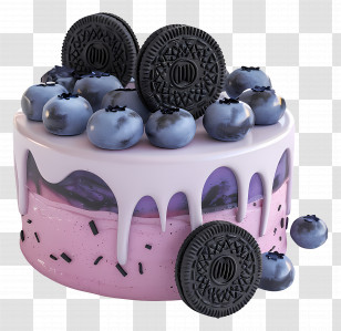 Blueberry Cake - Purple Cake Topped With Blueberries Transparent PNG