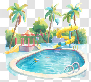 Pool Opening Day - Swimming Pool With Slides Transparent PNG
