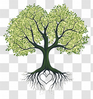 Oak Tree With Roots - Tree With Heart Roots Transparent PNG