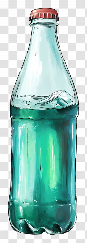 Soft Drink Bottle - Glass Bottle With Liquid Transparent PNG