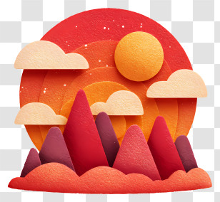 Red Dust Storm - Colorful Sunset Landscape With Mountains Transparent PNG