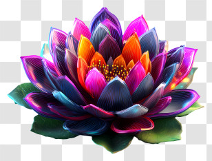 Psychedelic Color - Colorful Neon Lotus Illustration Transparent PNG
