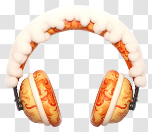Christmas Style Earmuff - Fluffy Winter Headphones With Orange Design Transparent PNG