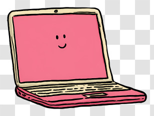 Cartoon Laptop - Smiling Pink Laptop Cartoon Transparent PNG
