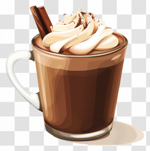 Hot Chocolate - Hot Chocolate With Whipped Cream And Cinnamon Topping Transparent PNG