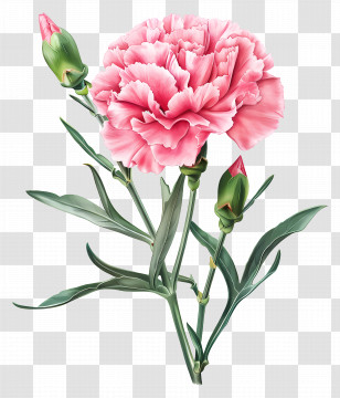 Carnation Pink - Pink Carnation Flower Illustration Transparent PNG