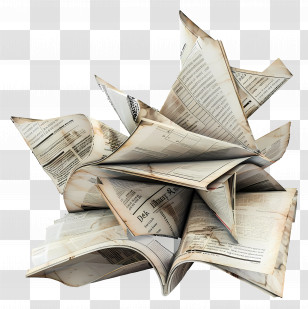 Folded Newspaper - Crumpled Papers In A Pile Transparent PNG
