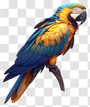 Macaw Parrot - Vibrant Blue-Yellow Macaw Illustration Transparent PNG