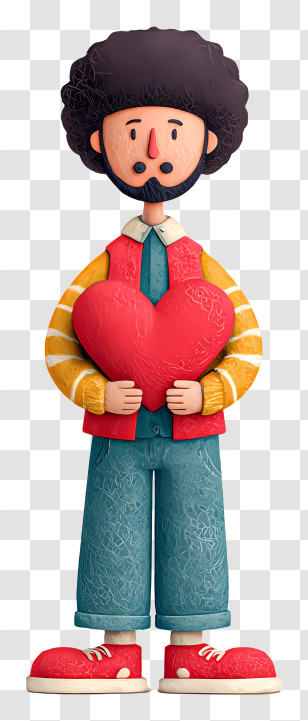 Holding Heart - Cartoon Man Holding Heart Transparent PNG