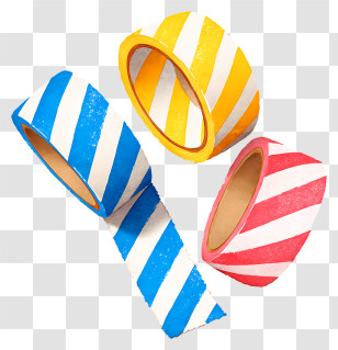 Barricade Tape - Colorful Striped Adhesive Tape Rolls Transparent PNG