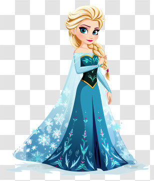 Frozen Elsa Princess - Princess In Blue Dress Cartoon Illustration Transparent PNG