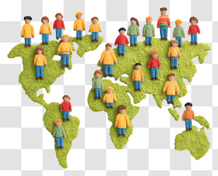 World Population Day - World Map With Diverse Figures Transparent PNG