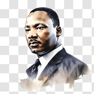 Martin Luther King Jr Day - Illustrated Portrait Of A Man In Formal Attire Transparent PNG