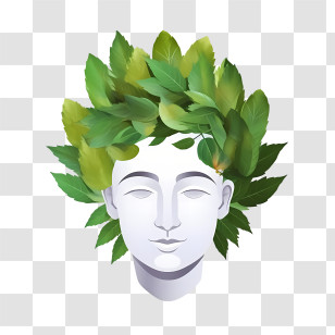 Abstract Face - Head With Leaf Crown Design In Art Style Transparent PNG