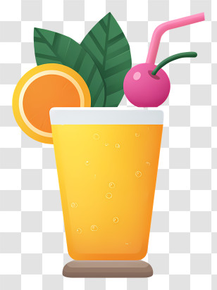 Juice Icon - Refreshing Orange Drink With Fruit Garnish Transparent PNG