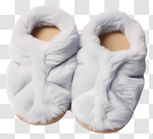 Minimalized Flat Vector Illustrate - White Fuzzy Slippers For Indoor Comfort Transparent PNG