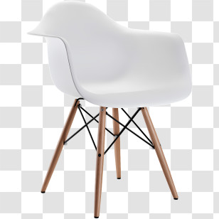 Chair - Modern White Chair With Wooden Legs Transparent PNG