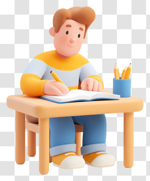 Student Doing School Exam - Student Writing At Desk Transparent PNG