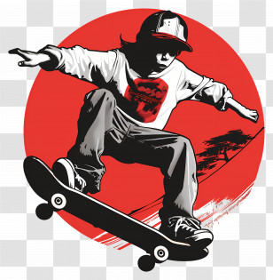 Skateboarding - Skateboarder Performing A Trick Transparent PNG
