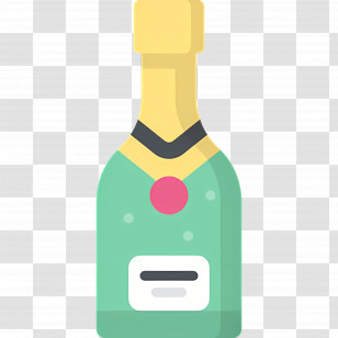 Champagne Bottle - Minimalist Flat Style Champagne Bottle Illustration Transparent PNG