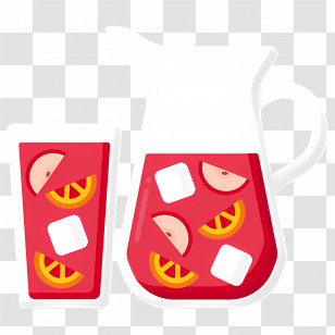 Sangria - Red Juice With Ice Cubes Transparent PNG