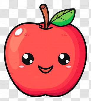 Cartoon Apple - Cartoon Apple With A Happy Face Transparent PNG