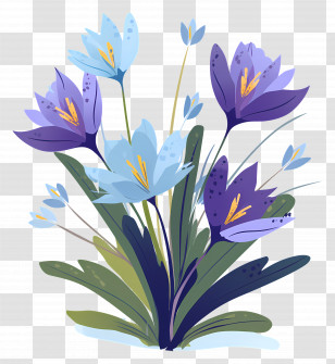 Crocus Flowers - Beautiful Blue And Purple Flowers Illustration Transparent PNG