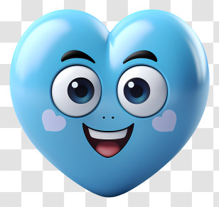 Cartoon Heart - Happy Blue Heart Emoji Transparent PNG