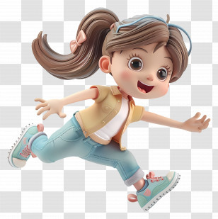 Jumping Little Girl - Happy Running Cute Girl Cartoon Transparent PNG