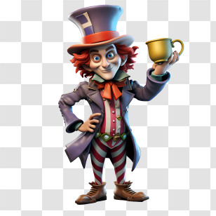 Mad Hatter Day - Mad Hatter Holding A Cup Transparent PNG