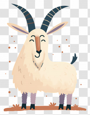 Mountain Goat - Cute Goat With Horns Transparent PNG