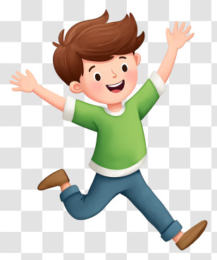 Cartoon Boy Running - Happy Jumping Boy Transparent PNG