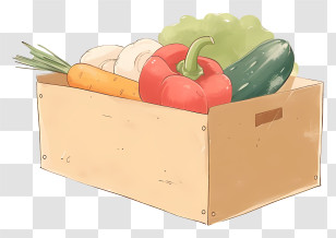 Vegetable Box - Illustration Of Wooden Crate Filled With Vegetables Transparent PNG