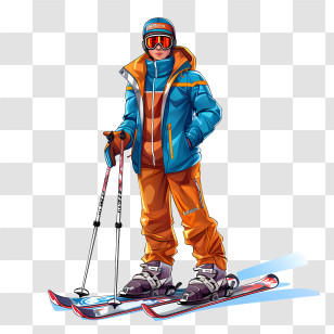 Ski Day - Skier Ready For Adventure In Snowy Landscape Transparent PNG