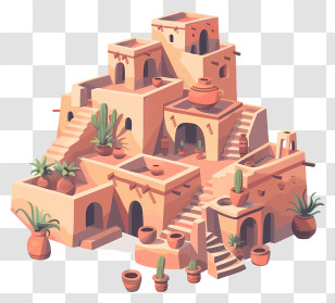Terra Cotta - Traditional Adobe Houses In Desert Transparent PNG