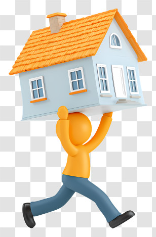 Man Carrying A House - Cartoon Figure Carrying A House Transparent PNG