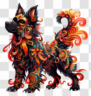Chinese Zodiacs - Stylized Decorative Black Dog Illustration Transparent PNG