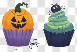 Halloween Cupcakes - Fun Halloween Cupcakes With Spider Decorations Transparent PNG